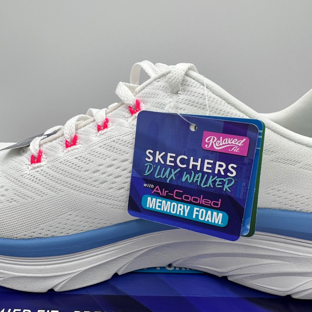 Skechers D'Lux Walker Sneakers Womens 9.5 White Blue Infinite Motion 149368 NEW - Picture 4 of 12